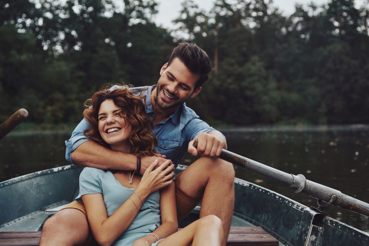 Couple on lake in Ruidoso